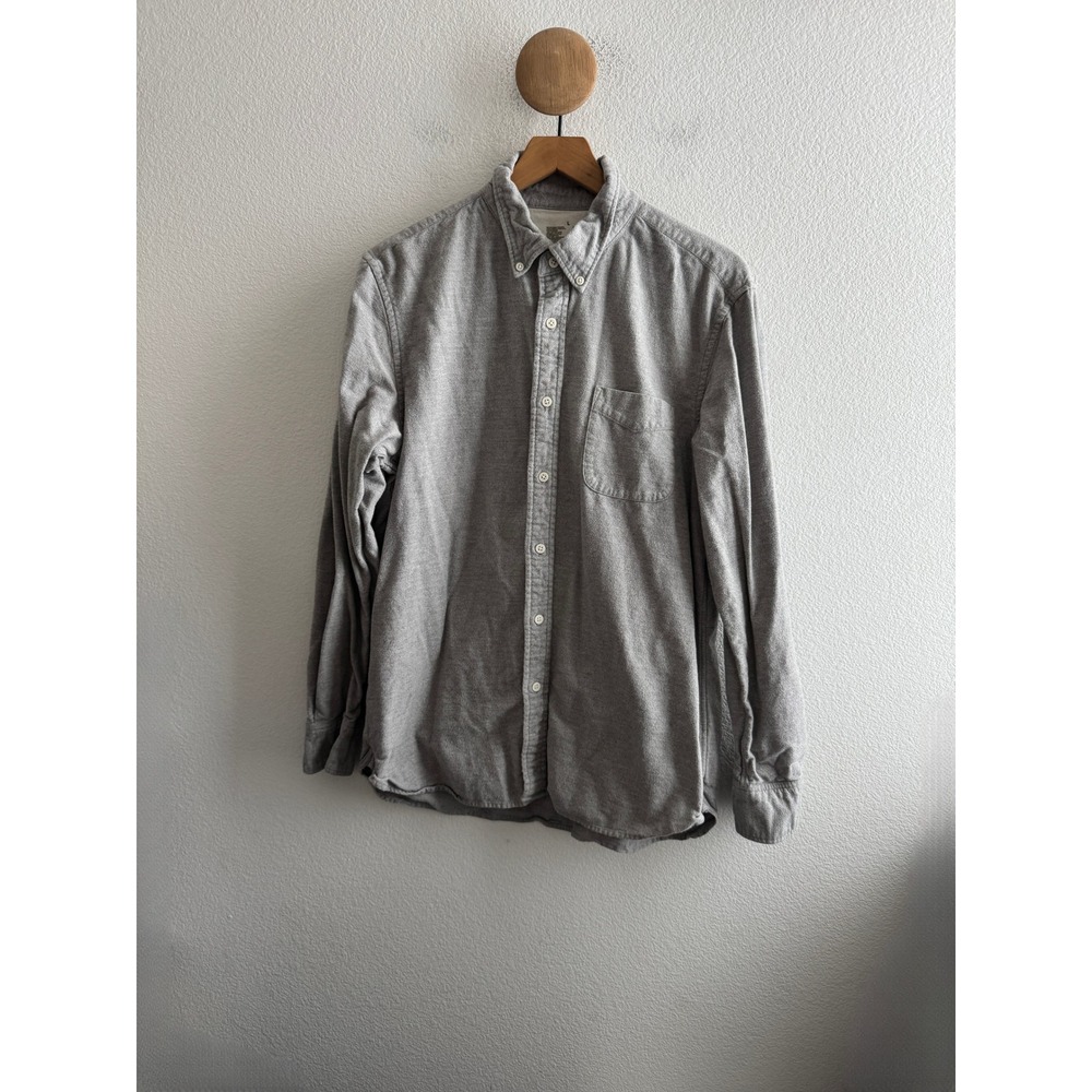 Muji Mens Cotton Flannel Button Down Shirt Heather Gray Size Large